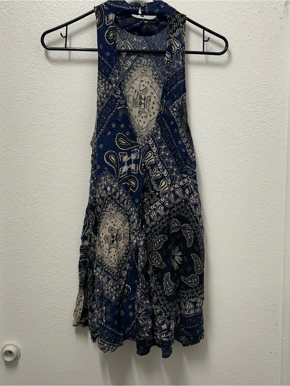 Intimately Free People Beaux Slip Dress Scarf Bandana Print Blue Mini Size XS - Picture 3 of 3